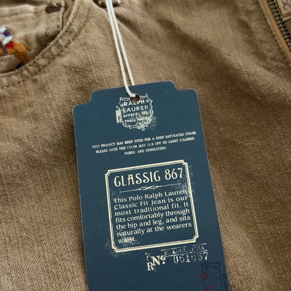 NWT Polo Ralph Lauren Classic Fit Baxter Tan 867 Jeans Size 32x32 - Picture 10 of 16